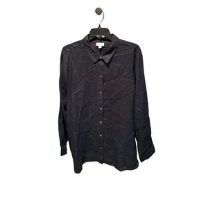J. Jill Love Linen Button Front Shirt in Navy XL
